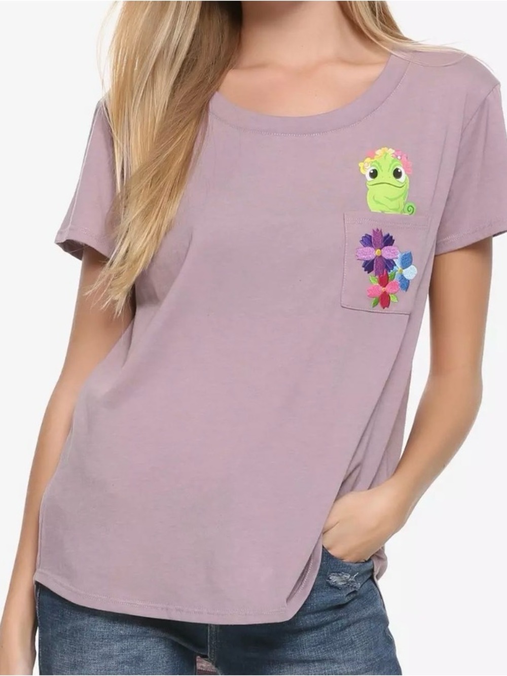 Disney Tangled Pascal Pocket Womens T-Shirt BoxLunch XLarge